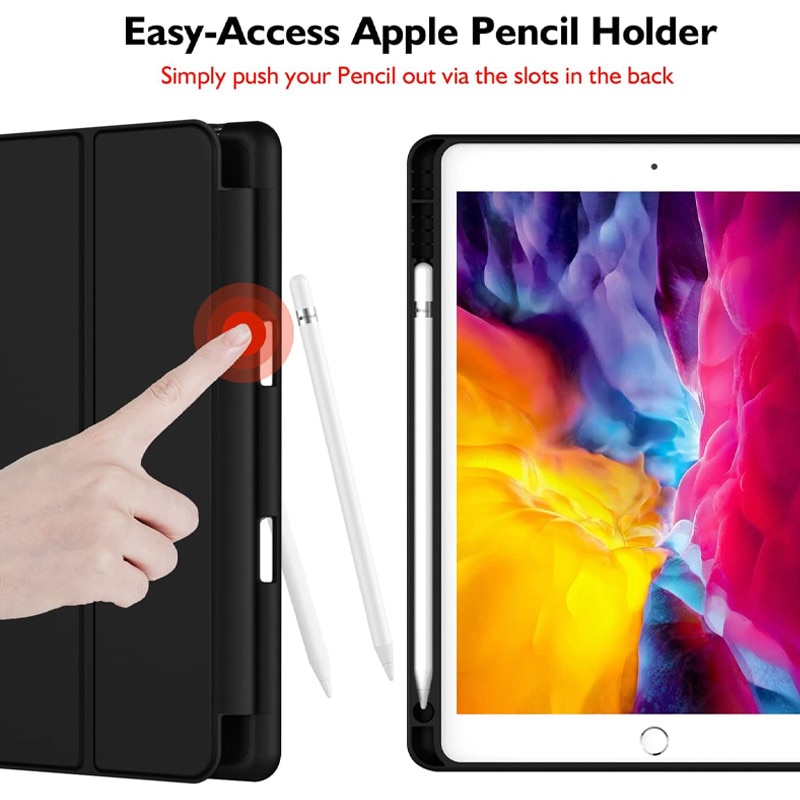 Husa tip Carte cu Suport Pix pentru Apple iPad Mini 4/5, Protectie completa, Pliabila, Negru