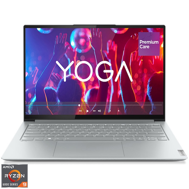 Laptop ultraportabil Lenovo Yoga Slim 7 14ARH7 cu procesor AMD Ryzen™ 9 6900HS Creator Edition pana la 4.90 GHz, 14", 2.8K, IPS, 16GB, 1TB SSD, AMD Radeon 680M Graphics, No OS, Cloud Grey, 3y on-site Premium Care