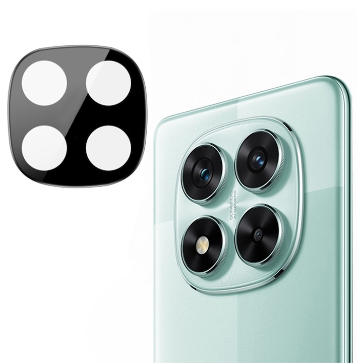 Camera Techsuit Full Camera Glass - Folie protectie camera din Sticla securizata - compatibil cu Xiaomi Redmi Note 14 Pro - culoare Negru