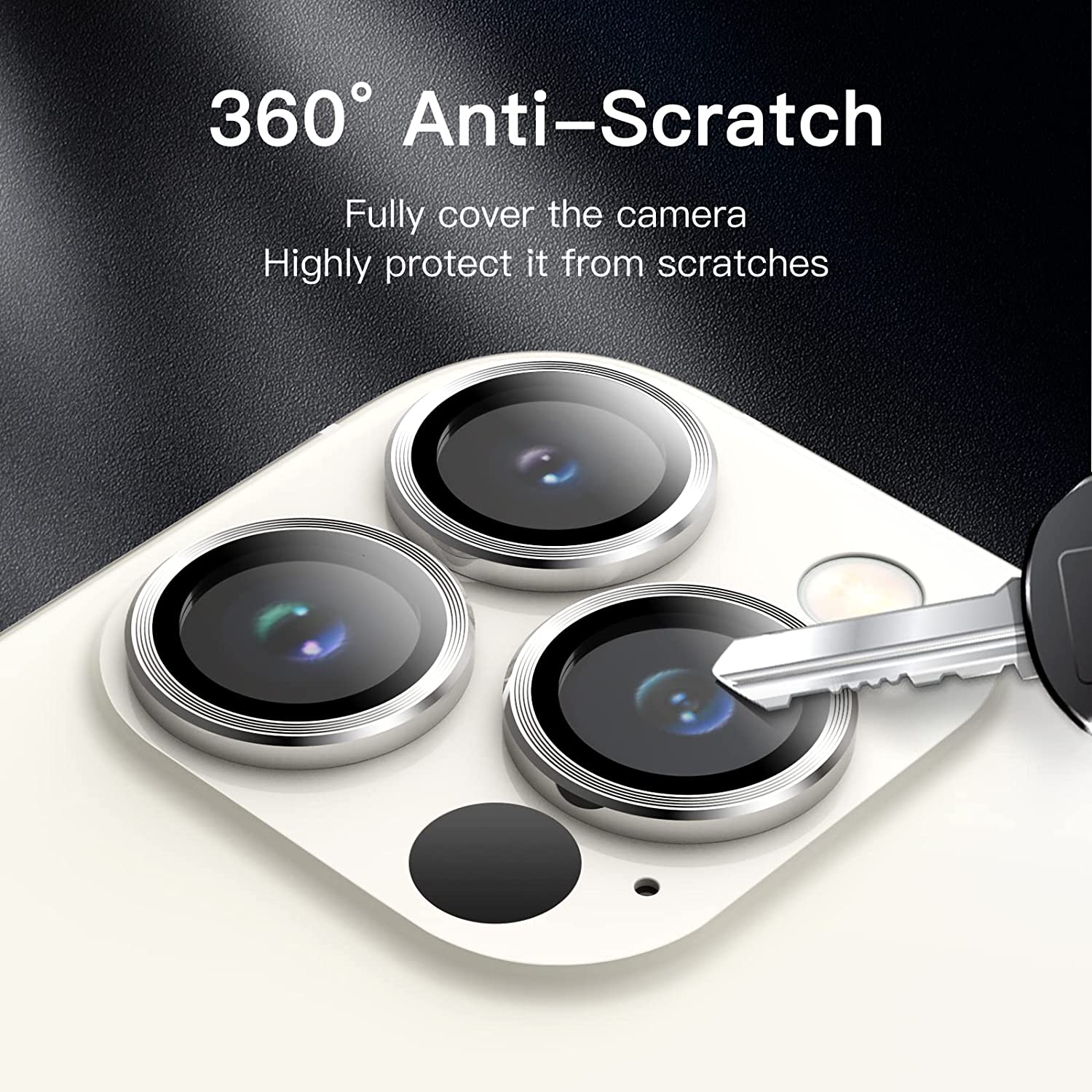 Set folii protectie camera, Mohave, Compatibil cu iPhone 14 Pro Max, Silver