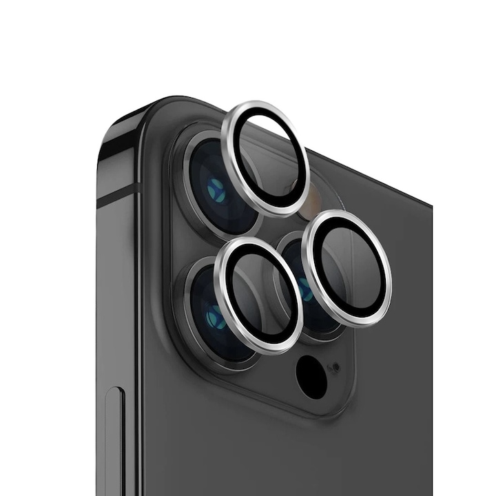 Set folii protectie camera, Mohave, Compatibil cu iPhone 14 Pro Max, Silver
