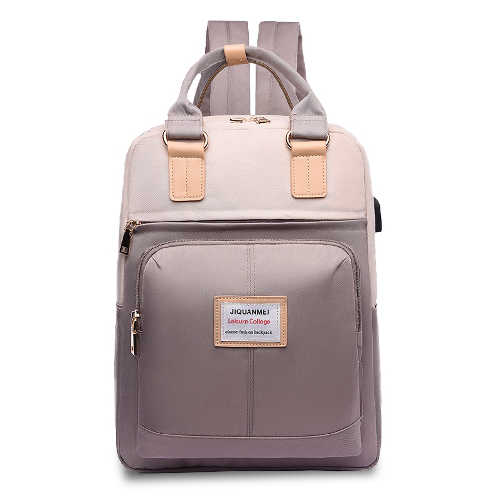 Rucsac laptop AMRINUGL, 13/14 inch, cu port USB, capacitate mare, khaki, 29x12x38cm