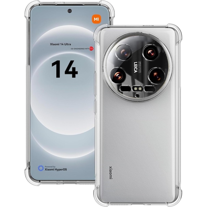 Husa protectie Mat-Tech compatibila cu Xiaomi 14 Ultra, Protectie Camera, Colturi anti-soc, Decupaje Precise, Rezistenta la impact, Margini ridicate pentru protectia ecranului, Transparenta