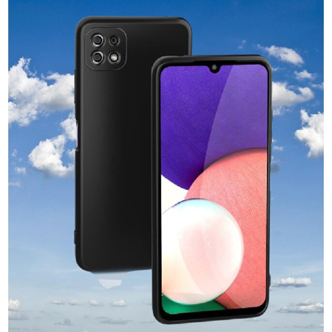 Husa silicon antisoc protectie camera cu microfibra in interior compatibila cu Samsung Galaxy A22 4G , Negru