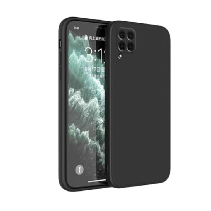 Husa silicon antisoc protectie camera cu microfibra in interior compatibila cu Samsung Galaxy A22 4G , Negru