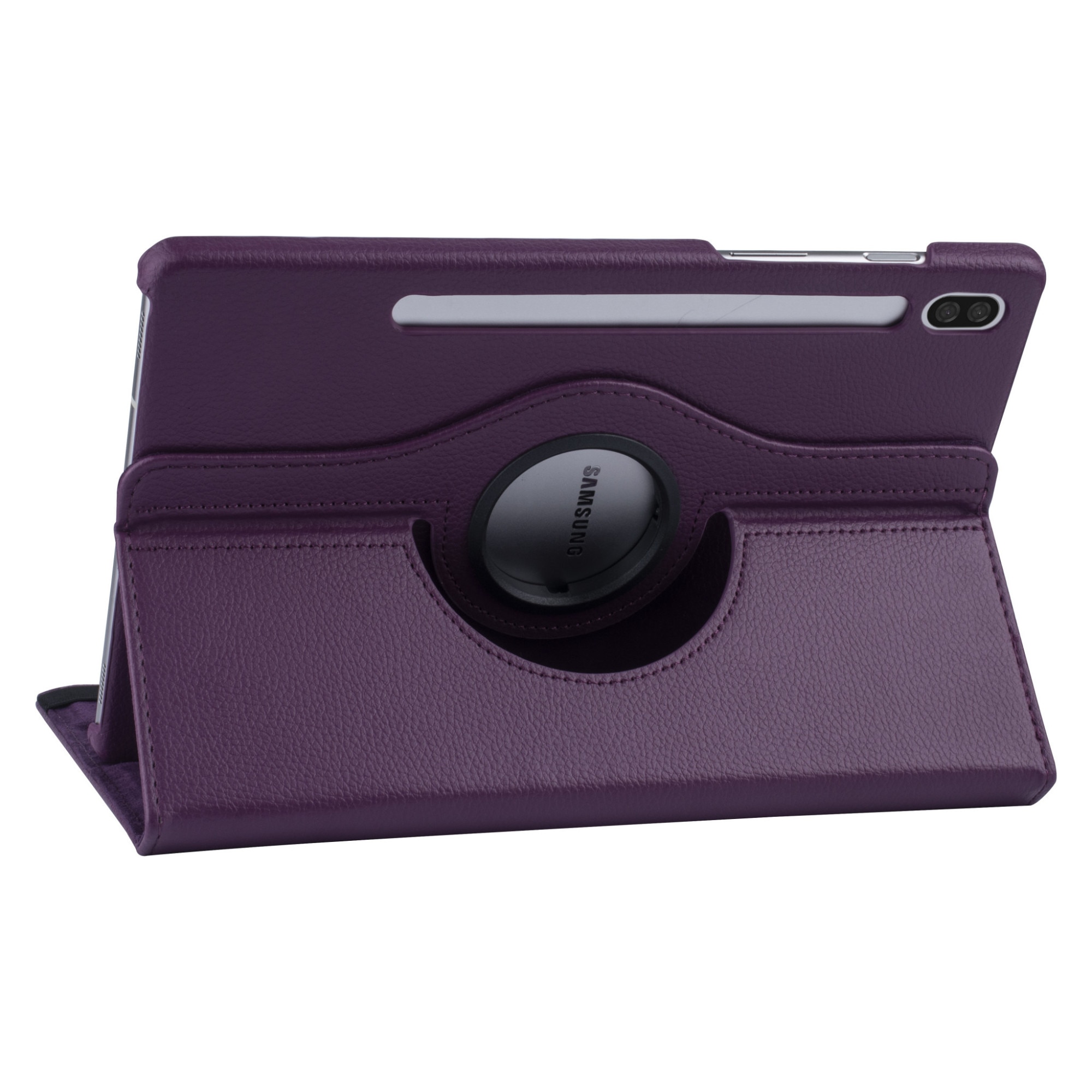 Husa rotativa tableta, Tokgalaxis, Compatibila cu Samsung Galaxy Tab S6 10.5" (SM-T860, SM-T865), Piele artificiala/Plastic, Mov