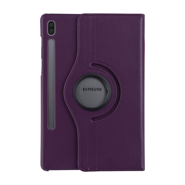 Husa rotativa tableta, Tokgalaxis, Compatibila cu Samsung Galaxy Tab S6 10.5" (SM-T860, SM-T865), Piele artificiala/Plastic, Mov