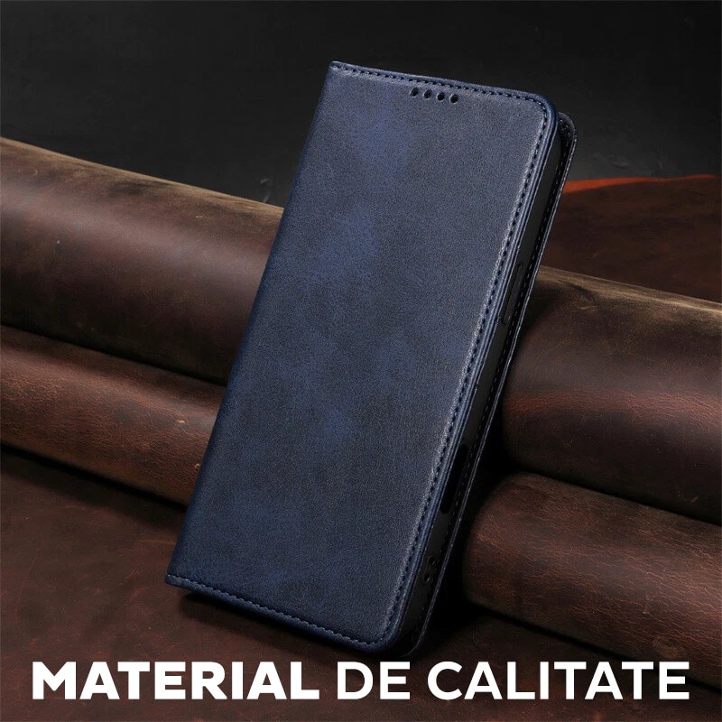 Husa pentru Xiaomi Redmi Note 14 Pro 5G Daden® Flip Leather Deluxe, Antisoc, Inchidere magnetica, Buzunar card, Calitate Premium, Albastru