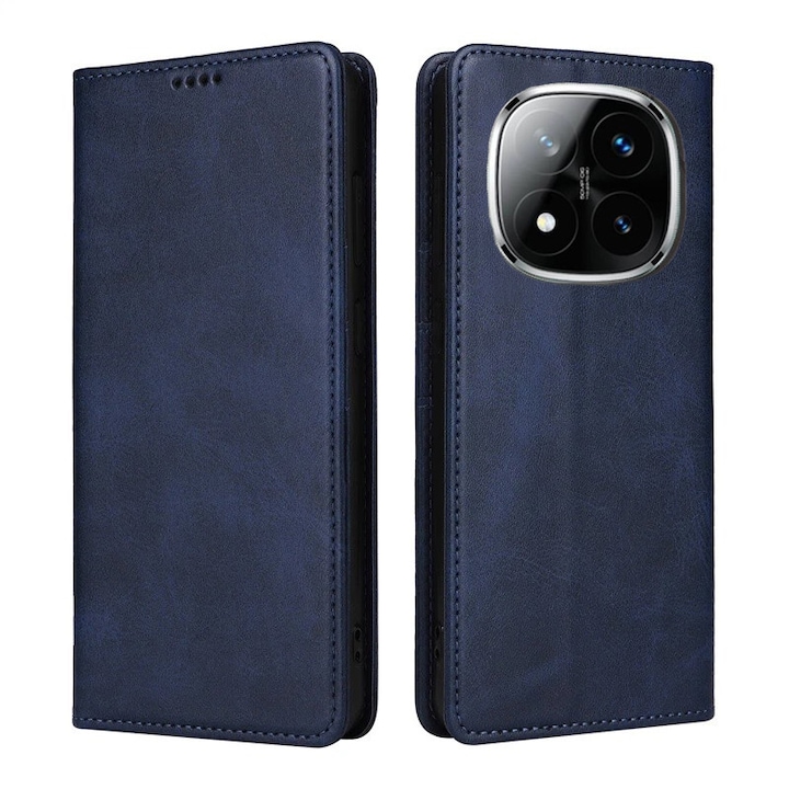 Husa pentru Xiaomi Redmi Note 14 Pro 5G Daden® Flip Leather Deluxe, Antisoc, Inchidere magnetica, Buzunar card, Calitate Premium, Albastru