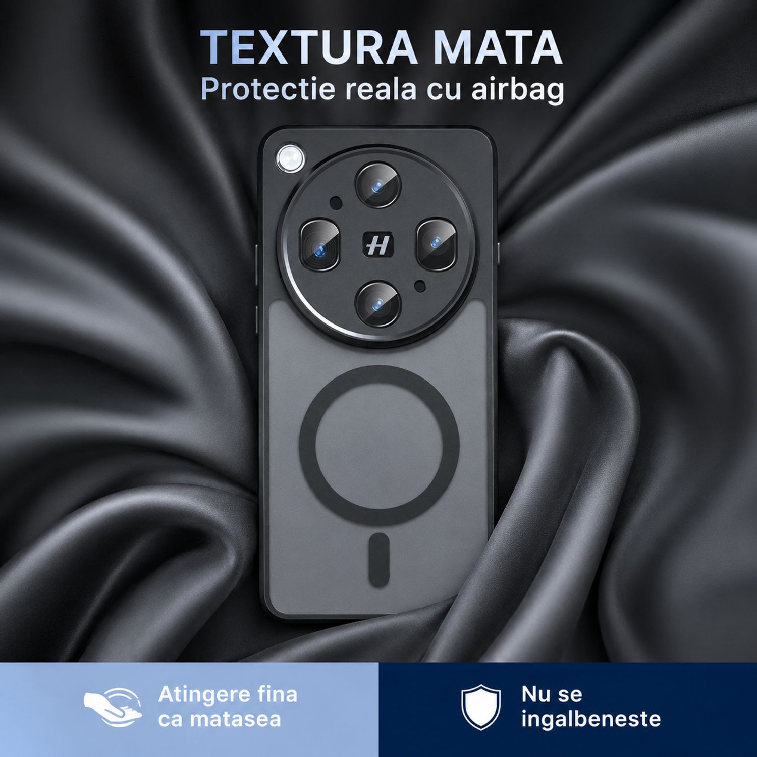 Husa pentru OPPO Find X9 Ultra, MagSafe, Anti-Ingalbenire TPU, Margini Ridicate pentru Camera, Colturi Anti-Soc, Negru