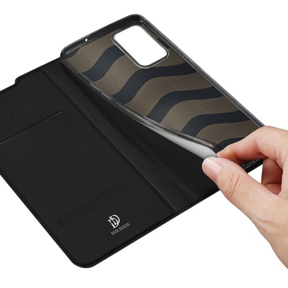 Husa tip carte Premium DuxDucis High Quality din Piele cu inchidere magnetica si buzunar pentru card compatibila cu Apple iPhone 16e, Negru