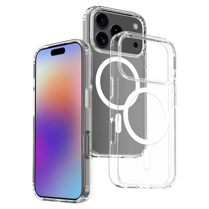 Husa compatibila cu Incarcare Magsafe pentru Apple iPhone 17 Pro, Rqiurpn, de Protectie, Slim, impotriva socurilor, compatibila incarcare wireless, Transparent /Alb