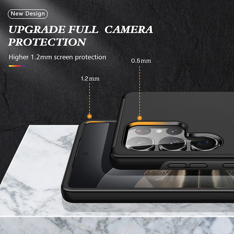 Husa Subtire Magnetica cu Inel Metalic compatibila cu Samsung Galaxy S25 Ultra, Rezistenta Antiglont, Negru