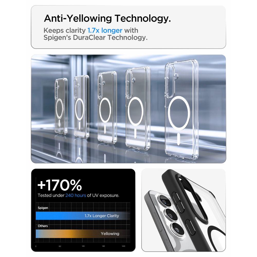 Carcasa Spigen Ultra Hybrid Mag cu MagSafe compatibila cu Samsung Galaxy S26, Transparent / Negru