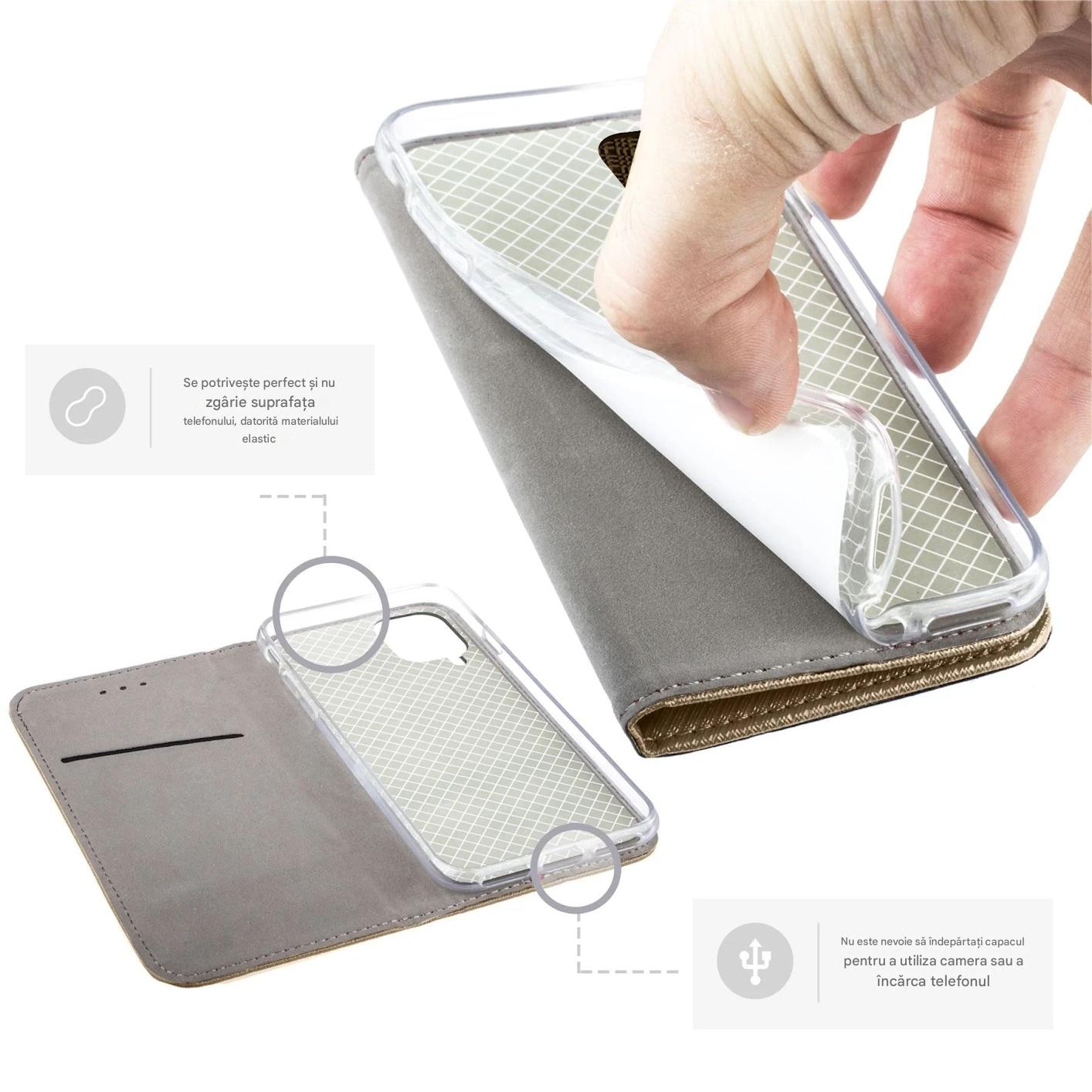 Husa Tip Carte pentru Samsung A10 / M10 Auriu