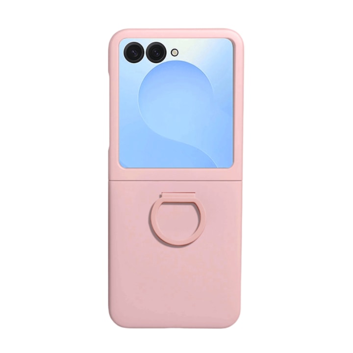 Husa pentru Samsung Galaxy Z Flip8, Inel Sustinere Integrat, Protectie Ecran Exterior, Roz