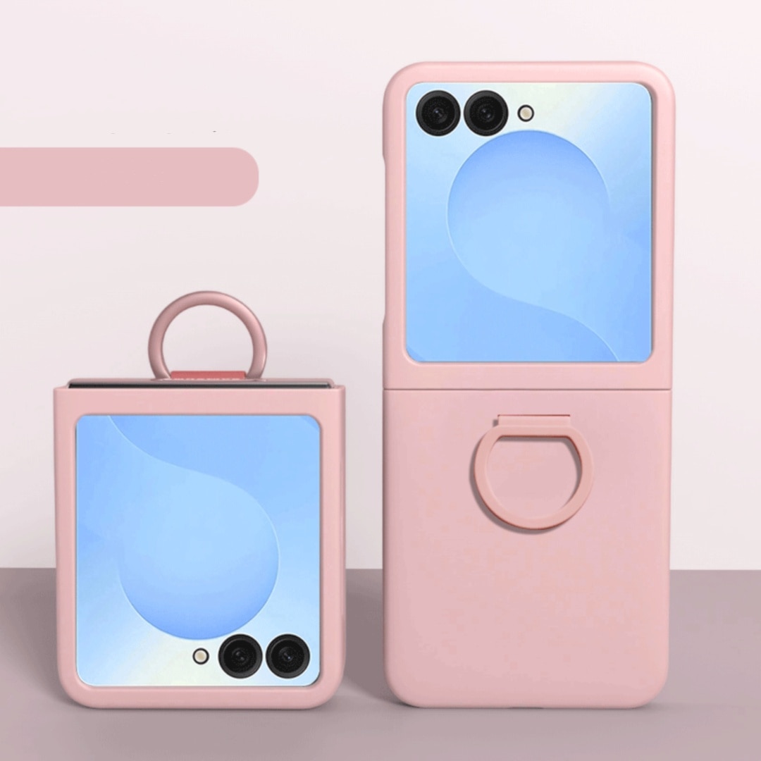 Husa pentru Samsung Galaxy Z Flip8, Inel Sustinere Integrat, Protectie Ecran Exterior, Roz