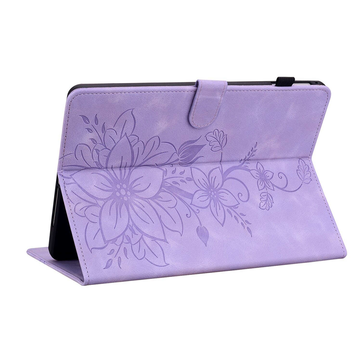 Husa tableta pentru Amazon Kindle Paperwhite 12 Gen 2024, piele embosata cu floarea crinului, capac inteligent, violet