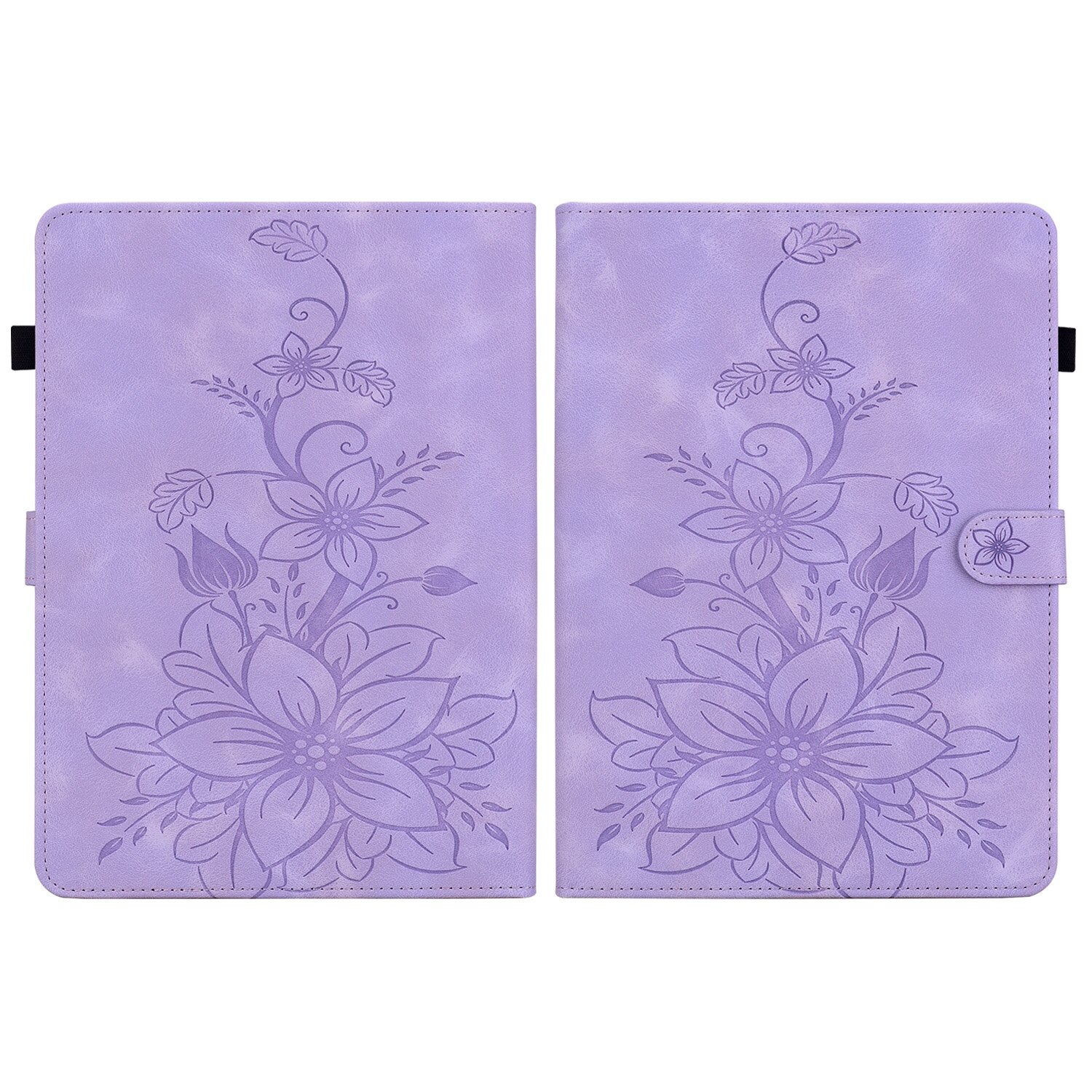Husa tableta pentru Amazon Kindle Paperwhite 12 Gen 2024, piele embosata cu floarea crinului, capac inteligent, violet