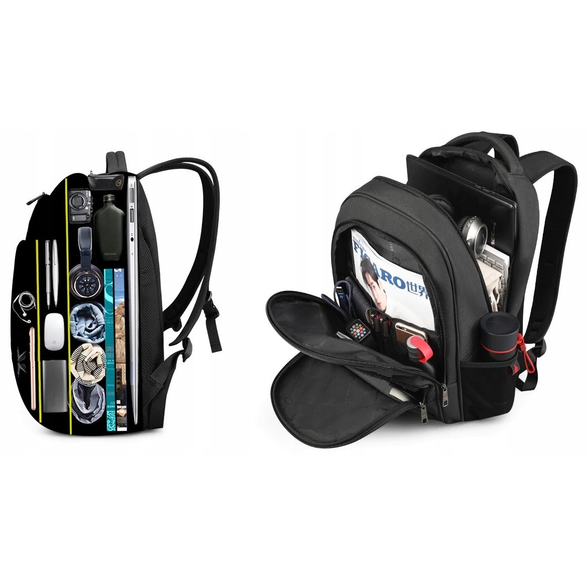 Rucsac laptop Tigernu 15,6'', waterproof, cu port USB, negru, 45x30x15cm