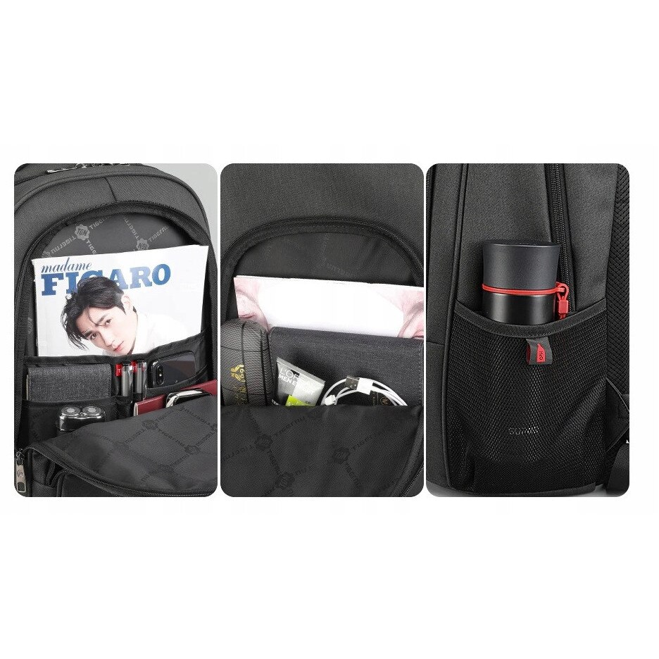 Rucsac laptop Tigernu 15,6'', waterproof, cu port USB, negru, 45x30x15cm