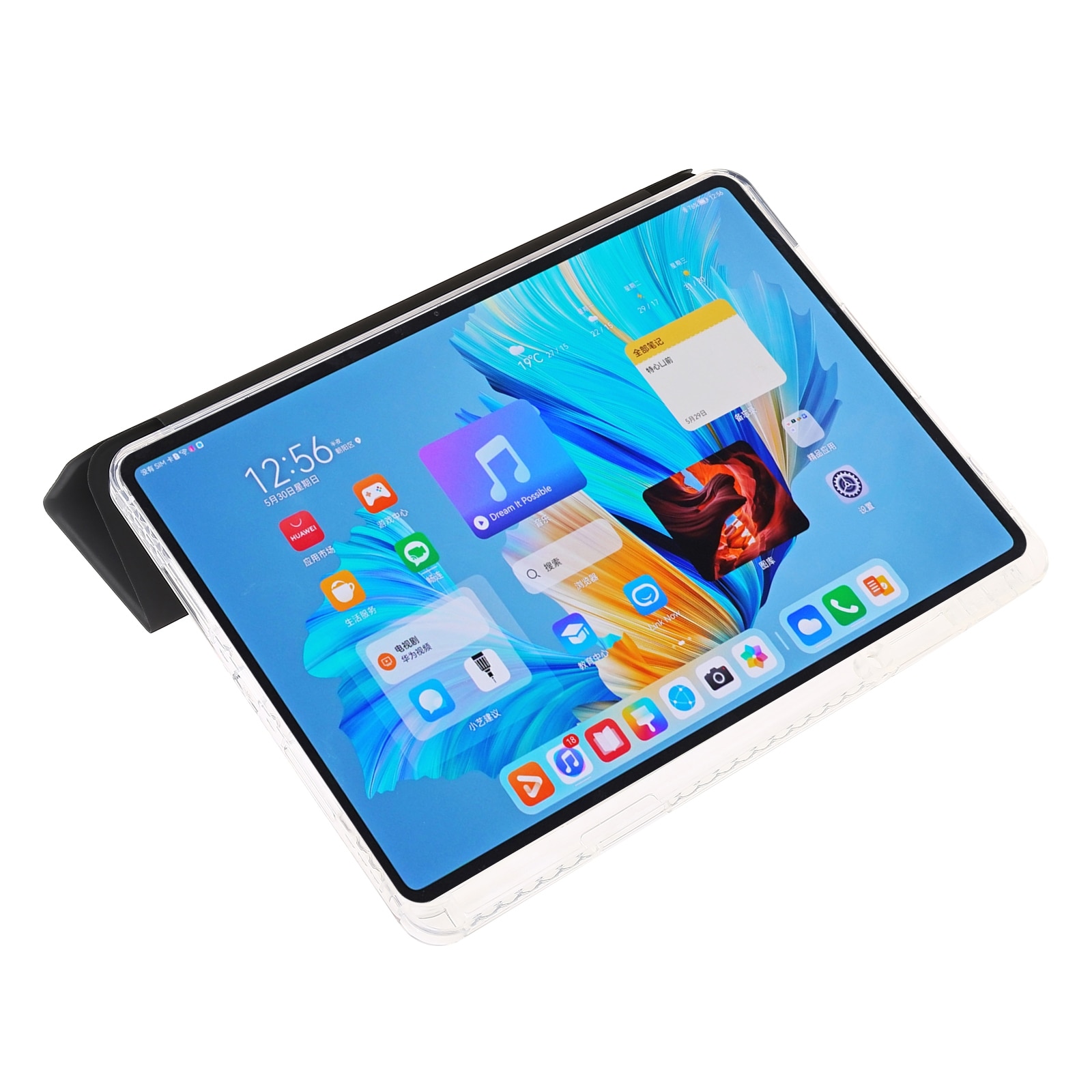 Husa tableta pentru Huawei MatePad 11.5S, acril transparent, tip carte cu 3 plieri, inchidere magnetica, protectie anti-zgarieturi, compatibila 5G, negru