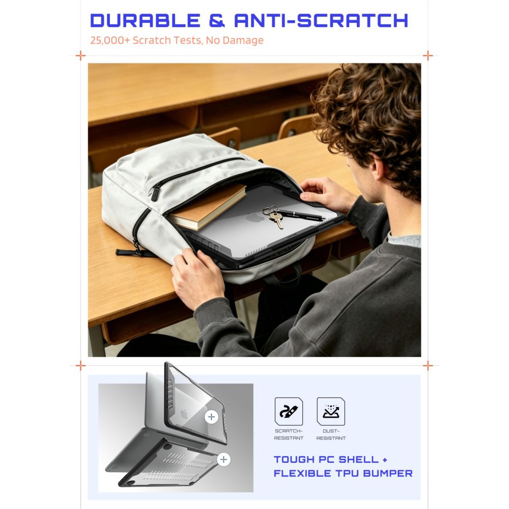 Carcasa laptop Supcase Unicorn Beetle Pro compatibila cu MacBook Neo 13 inch, Negru / Transparent