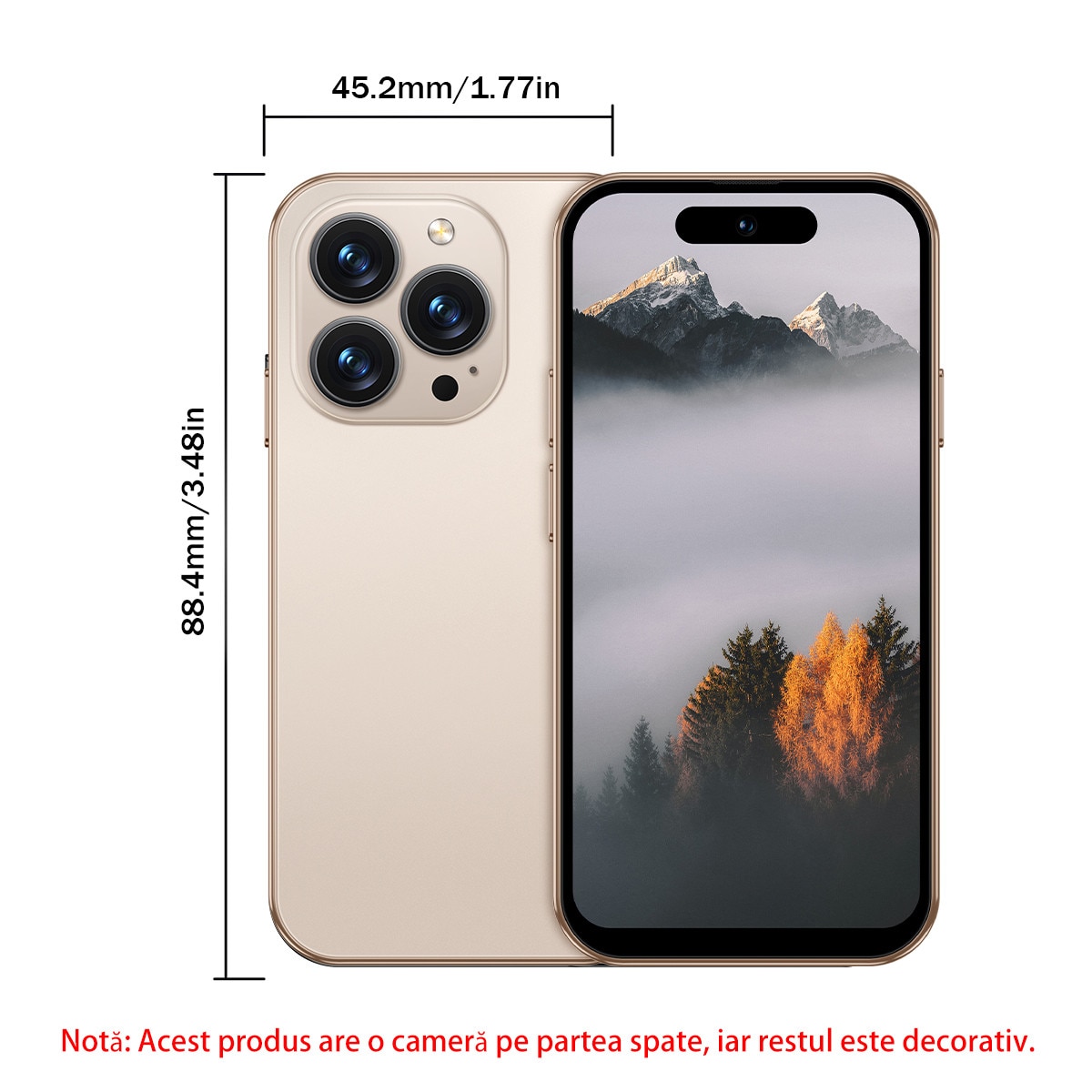 Mini Smart Phone ONEMYTH M16 Pro Golden 3G Network 4.0-inch Screen 2GB RAM 16GB ROM