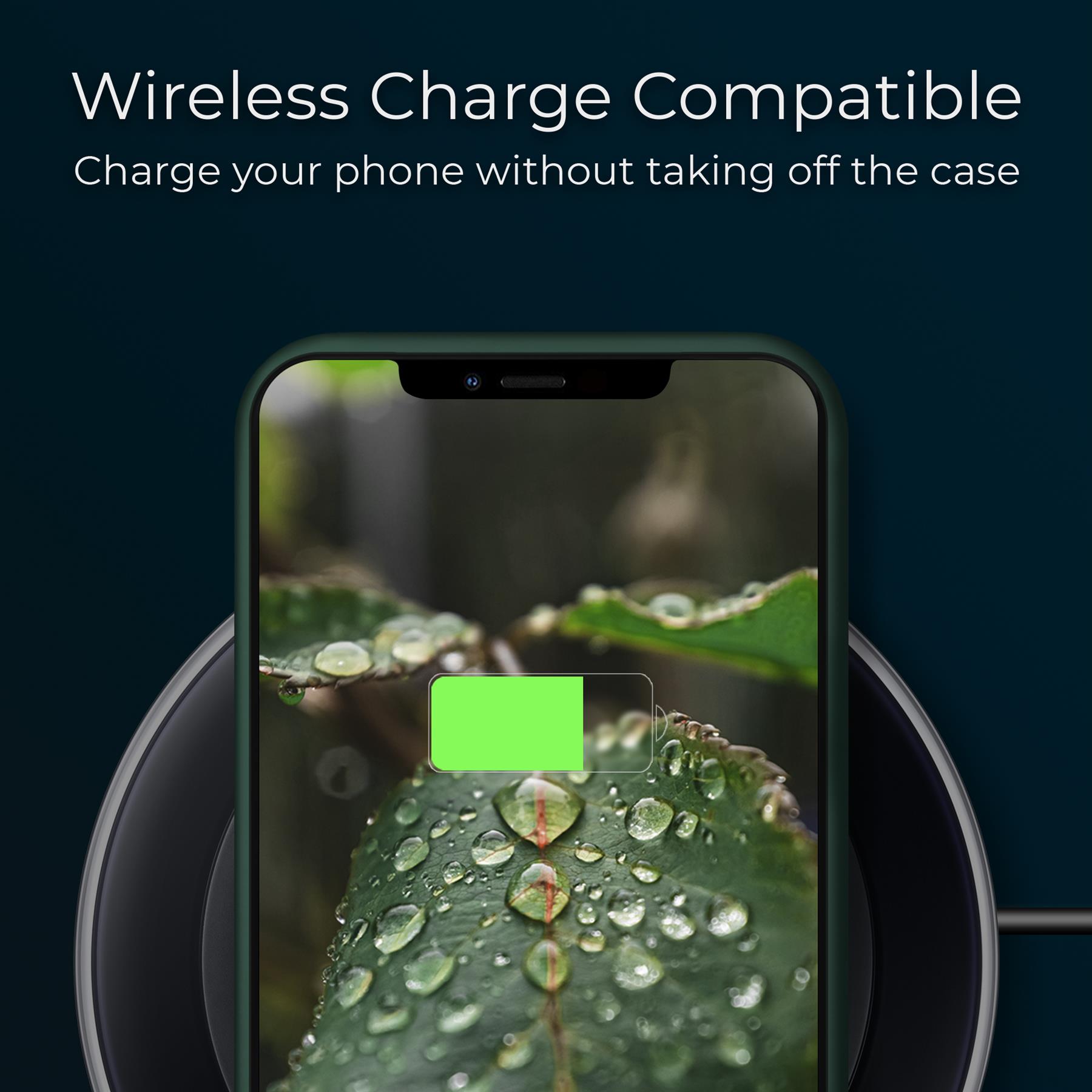 Husa din silicon premium, Moozy, pentru iPhone 13, Verde inchis, interior din microfibra
