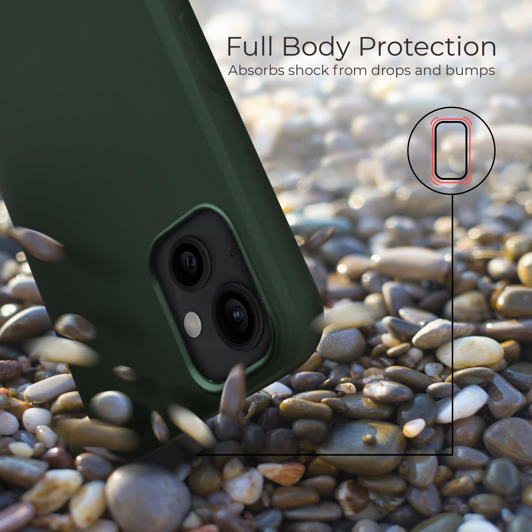 Husa din silicon premium, Moozy, pentru iPhone 13, Verde inchis, interior din microfibra