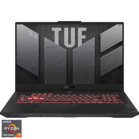 Laptop Gaming ASUS TUF A17 cu procesor AMD Ryzen™ 7 7445HS pana la 4.70 GHz, 17.3'', Full HD, 144Hz, IPS, 16GB DDR5 RAM, 1TB SSD, NVIDIA® GeForce RTX™ 4050 6GB GDDR6, No OS, Mecha Gray
