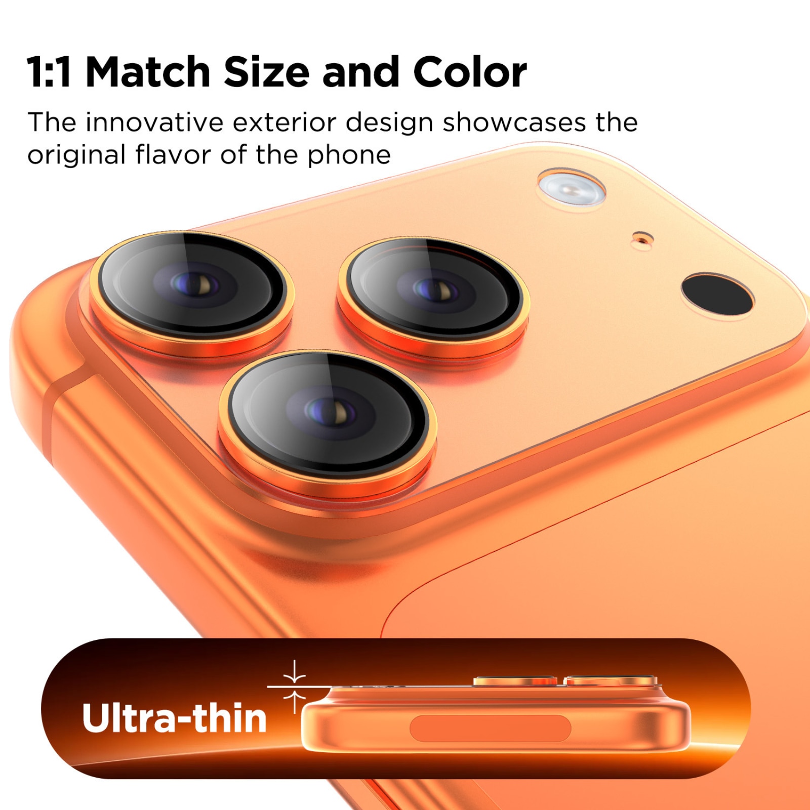 Protectie Camera Metal Style Orange pentru iPhone 17 Pro/ 17 Pro Max