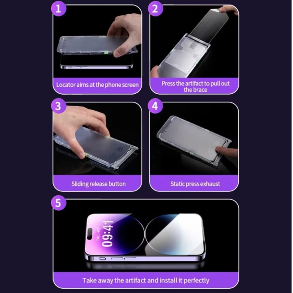 Folie din Sticla cu Cadru Montator pentru iPhone 11 Pro, Ecran Complet, Full HD, Privacy