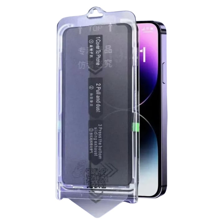 Folie din Sticla cu Cadru Montator pentru iPhone 11 Pro, Ecran Complet, Full HD, Privacy