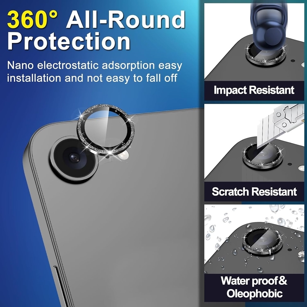 Ramă de protecție lentilă cameră - Compatibilă cu iPhone 17 - Diamond - sticlă (1 bucată)