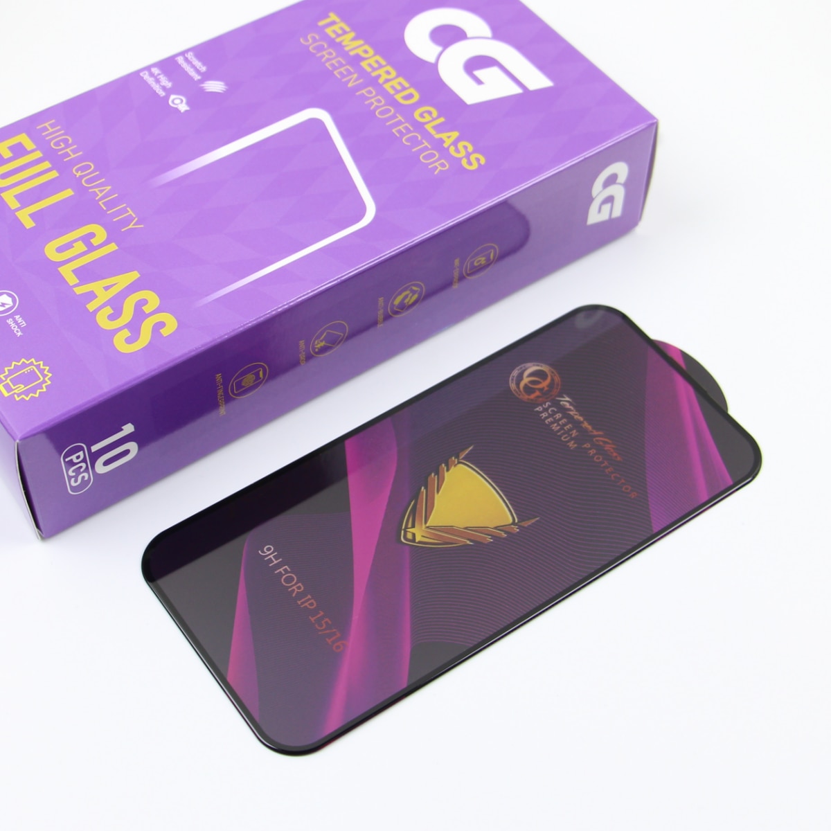 Zestaw 10 folii de protectie din sticla pentru telefoane, 9H, 0,33mm, compatibile cu iPhone 13/13 Pro/14/16e, 6,1"