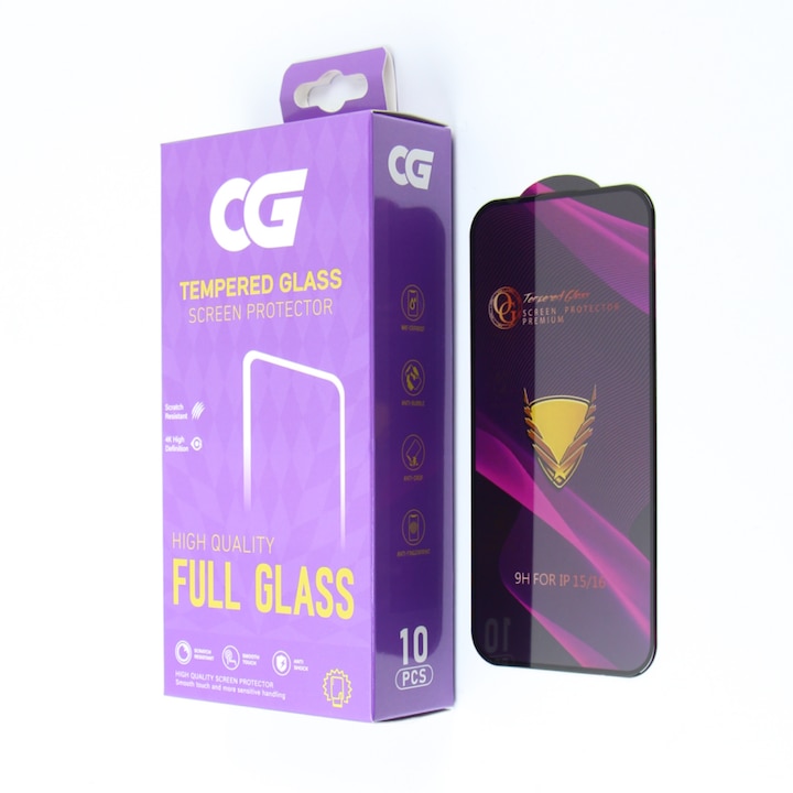 Zestaw 10 folii de protectie din sticla pentru telefoane, 9H, 0,33mm, compatibile cu iPhone 13/13 Pro/14/16e, 6,1"