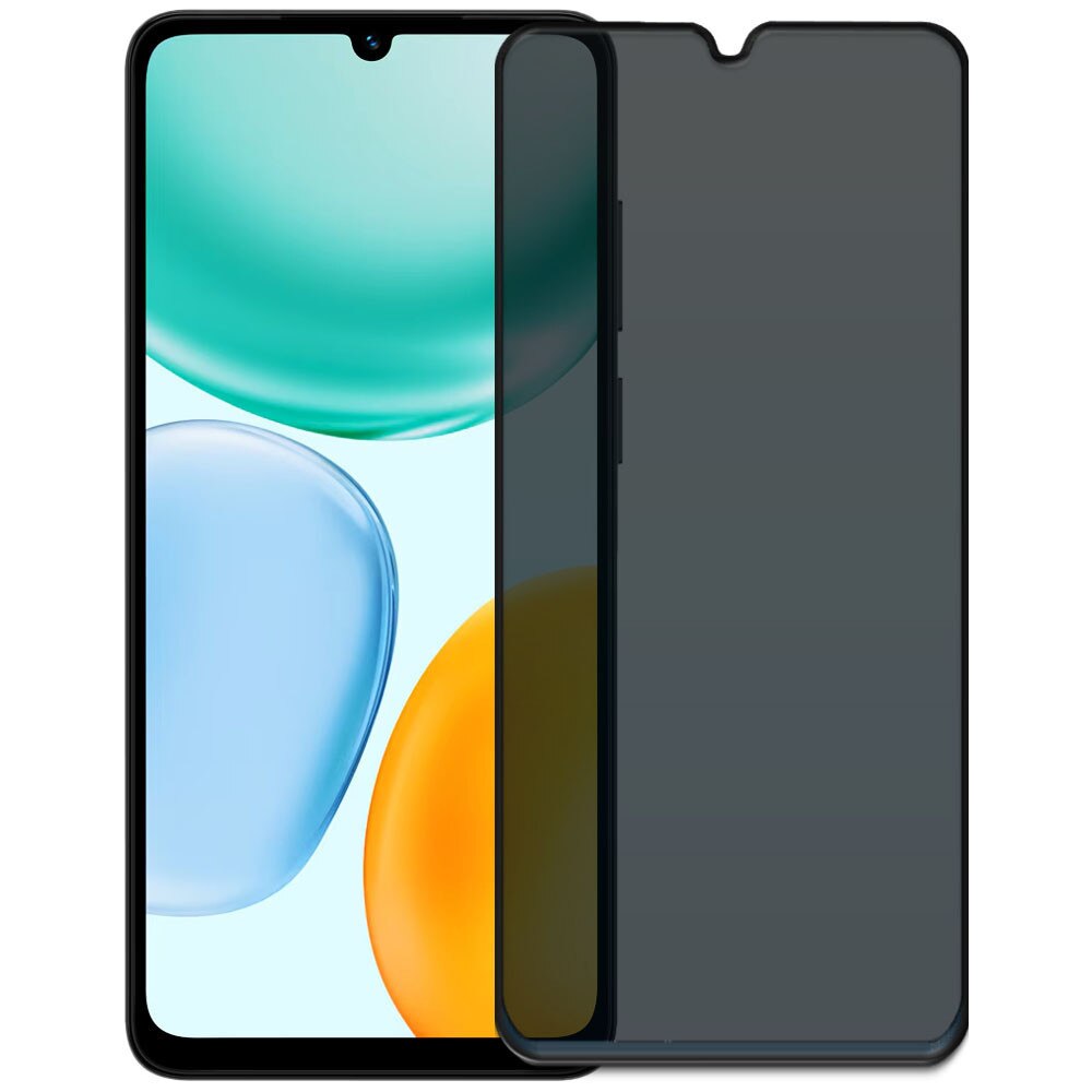Folie din sticla securizata pentru Honor X5c Plus, HAMSTERBOX Privacy Shield, Protectie completa ecran, Full face, Aplicare rapida, Case Friendly, Negru