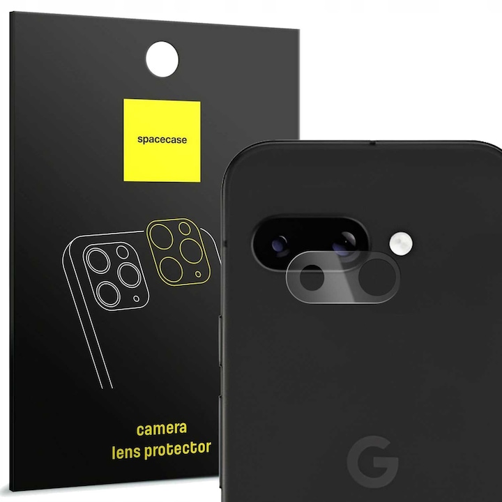 Folie protectie camera Spacecase, pentru Google Pixel 9A, sticla, transparenta, 9H
