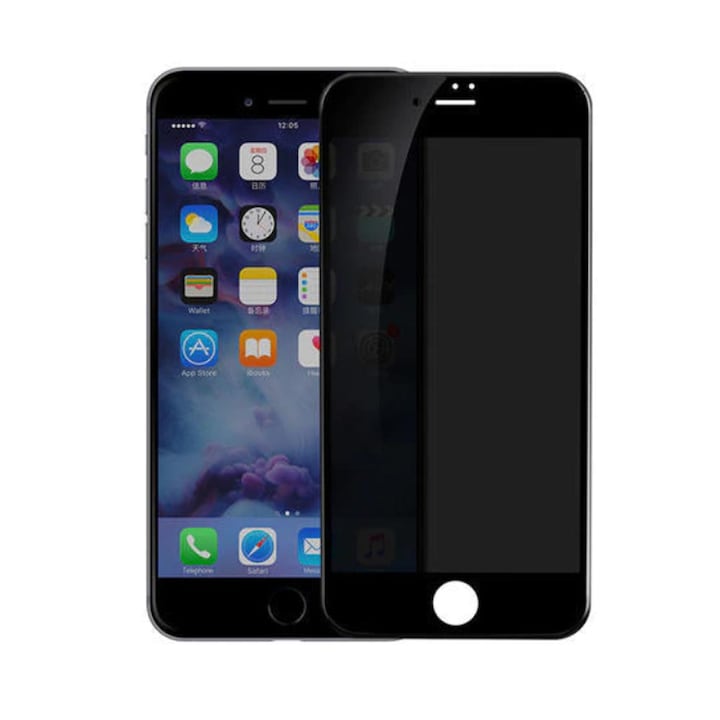 Folie Sticla Privacy 5D compatibila cu Apple iPhone SE 3, 5D full glue, 9H, 0.3MM, acopera tot ecranul