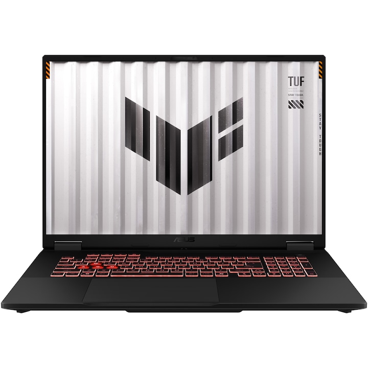 Laptop Gaming ASUS TUF A18 FA808UM cu procesor AMD Ryzen™ 7 260 pana la 5.1GHz, 18'', Full HD+, WUXGA, 144Hz, IPS, 16GB DDR5 RAM, 1TB SSD, NVIDIA® GeForce RTX™ 5060 8GB GDDR7, No OS, Jaeger Gray