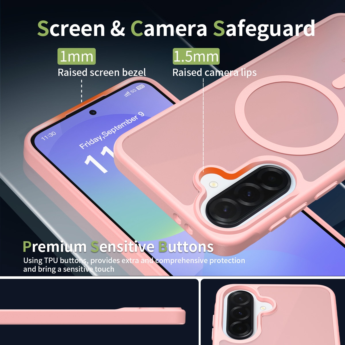 Husa de protectie pentru Samsung Galaxy A37, Omelivon, MagSafe, Incarcare Wireless, Antisoc, Margini Ridicate pentru Protectia Ecranului si a Camerelor, Materiale Premium, Roz deschis