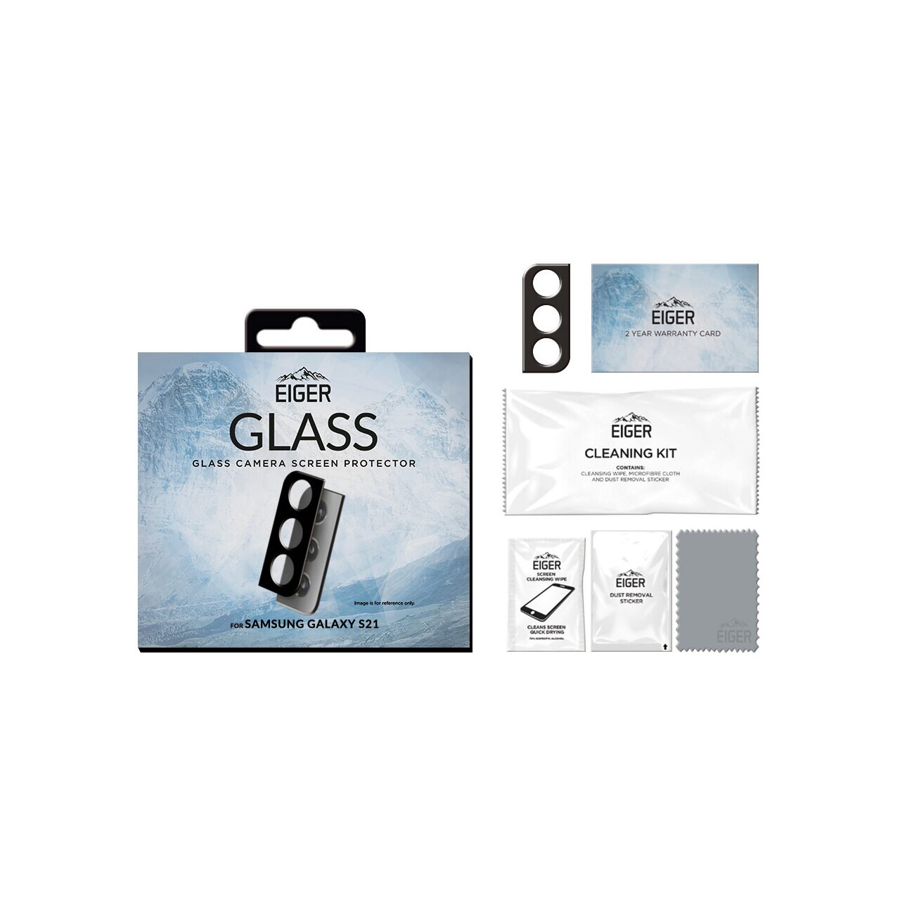 Lentile Eiger Camera 2.5D Glass compatibil cu Samsung Galaxy S21, Clear Black