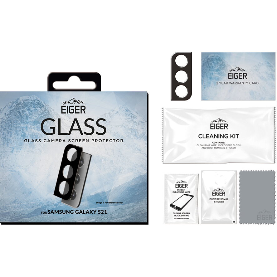 Lentile Eiger Camera 2.5D Glass compatibil cu Samsung Galaxy S21, Clear Black