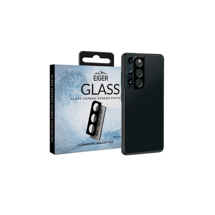 Lentile Eiger Camera 2.5D Glass compatibil cu Samsung Galaxy S21, Clear Black