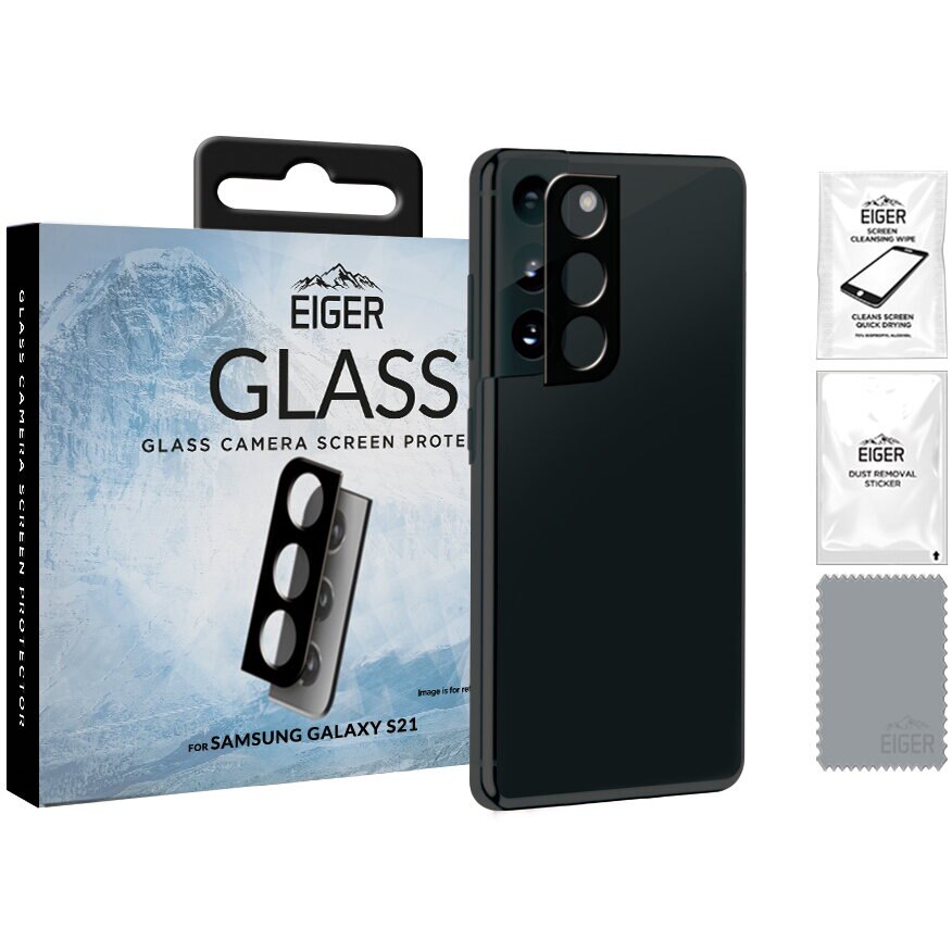 Lentile Eiger Camera 2.5D Glass compatibil cu Samsung Galaxy S21, Clear Black