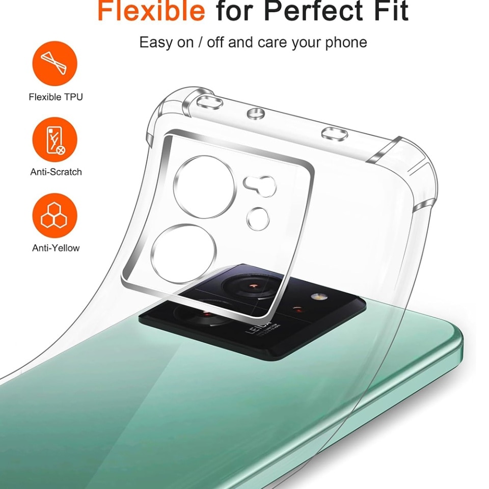 Husa pentru Xiaomi 13T / 13T Pro, SKYDDAR INNOVATION, Shockproof Clear din Silicon Slim, Transparenta, set cu sticker