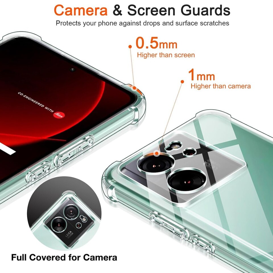 Husa pentru Xiaomi 13T / 13T Pro, SKYDDAR INNOVATION, Shockproof Clear din Silicon Slim, Transparenta, set cu sticker