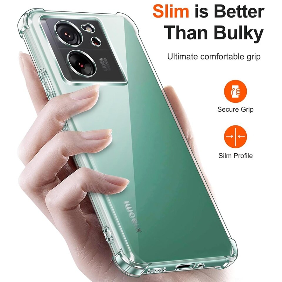 Husa pentru Xiaomi 13T / 13T Pro, SKYDDAR INNOVATION, Shockproof Clear din Silicon Slim, Transparenta, set cu sticker
