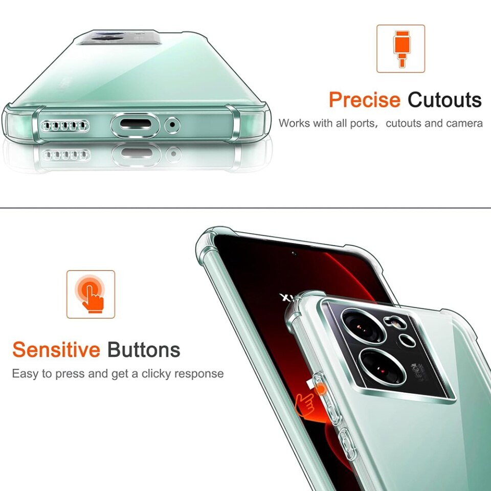 Husa pentru Xiaomi 13T / 13T Pro, SKYDDAR INNOVATION, Shockproof Clear din Silicon Slim, Transparenta, set cu sticker